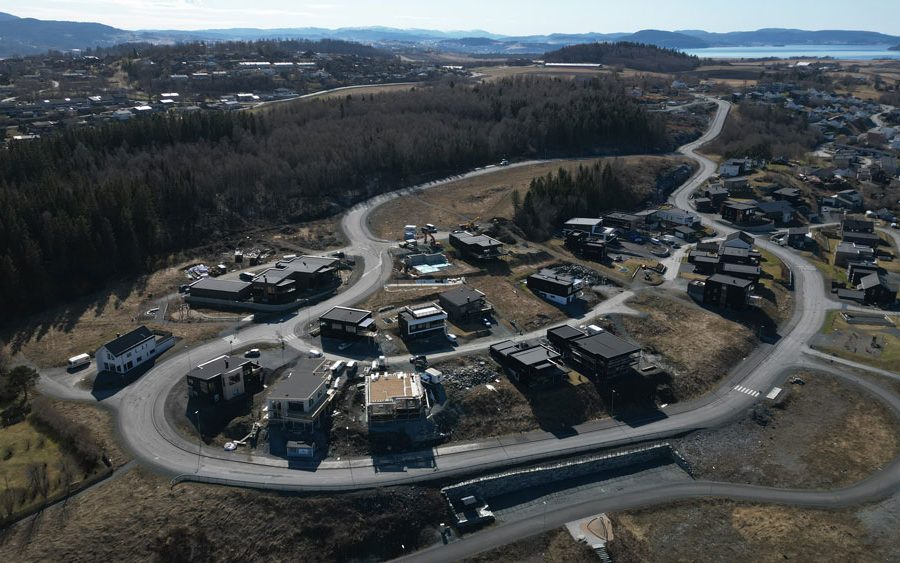Det nye boligfeltet Kjønstadmarka i Levanger kommune.